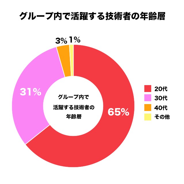 技術者の年齢層グラフ